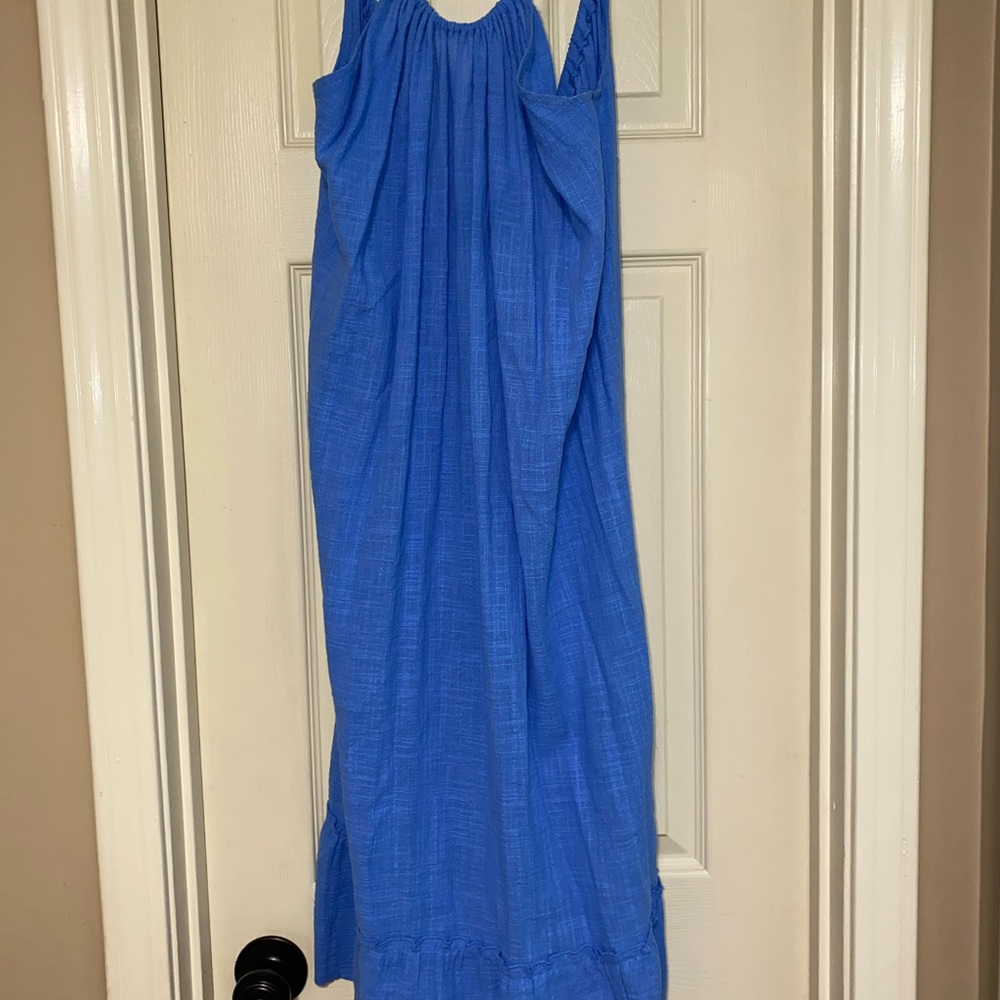 Kona Sol Blue Halter Maxi Sundress Resort Wear
